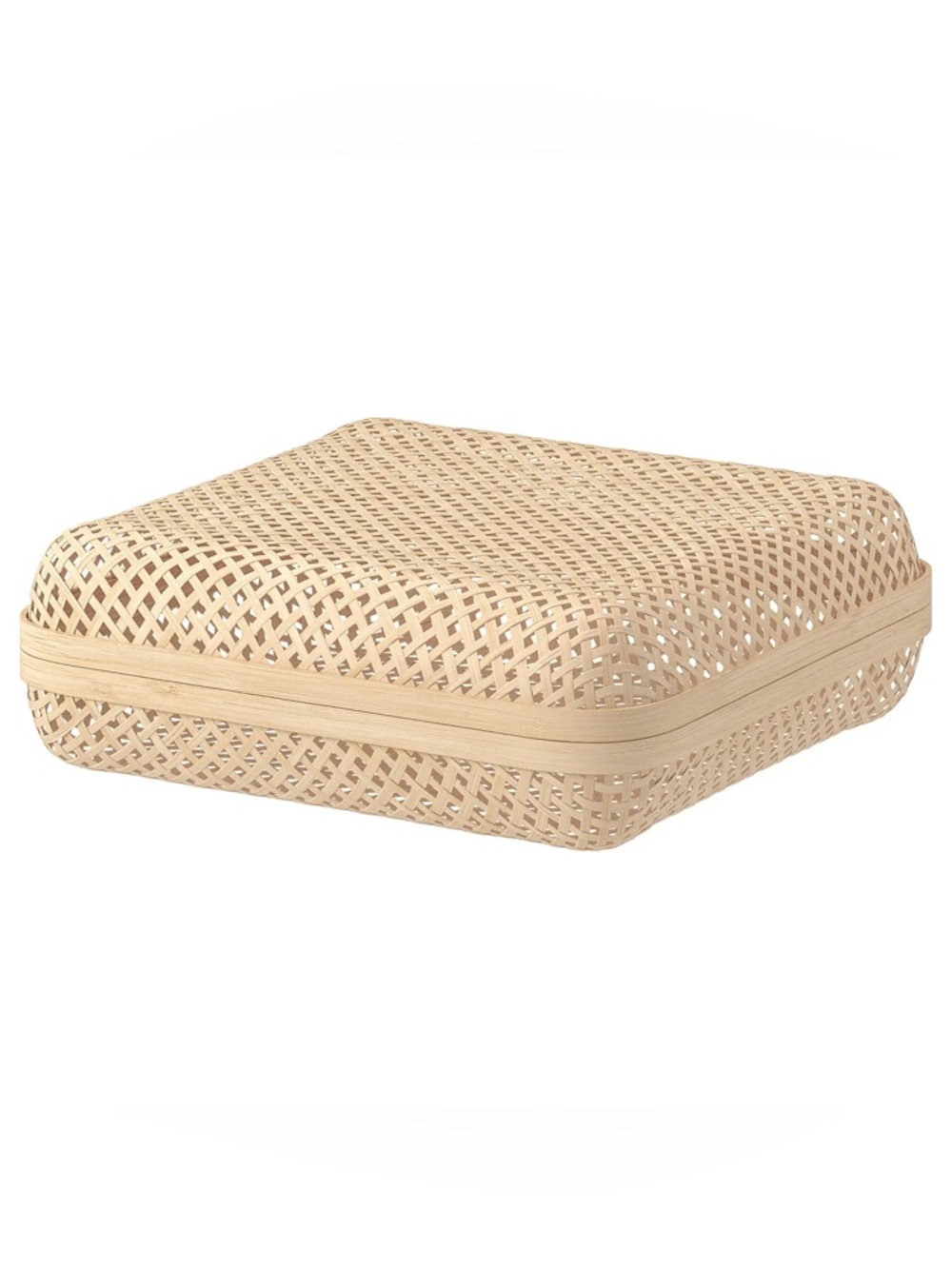 Ikea SMARRA Box with Lid in natural woven rattan